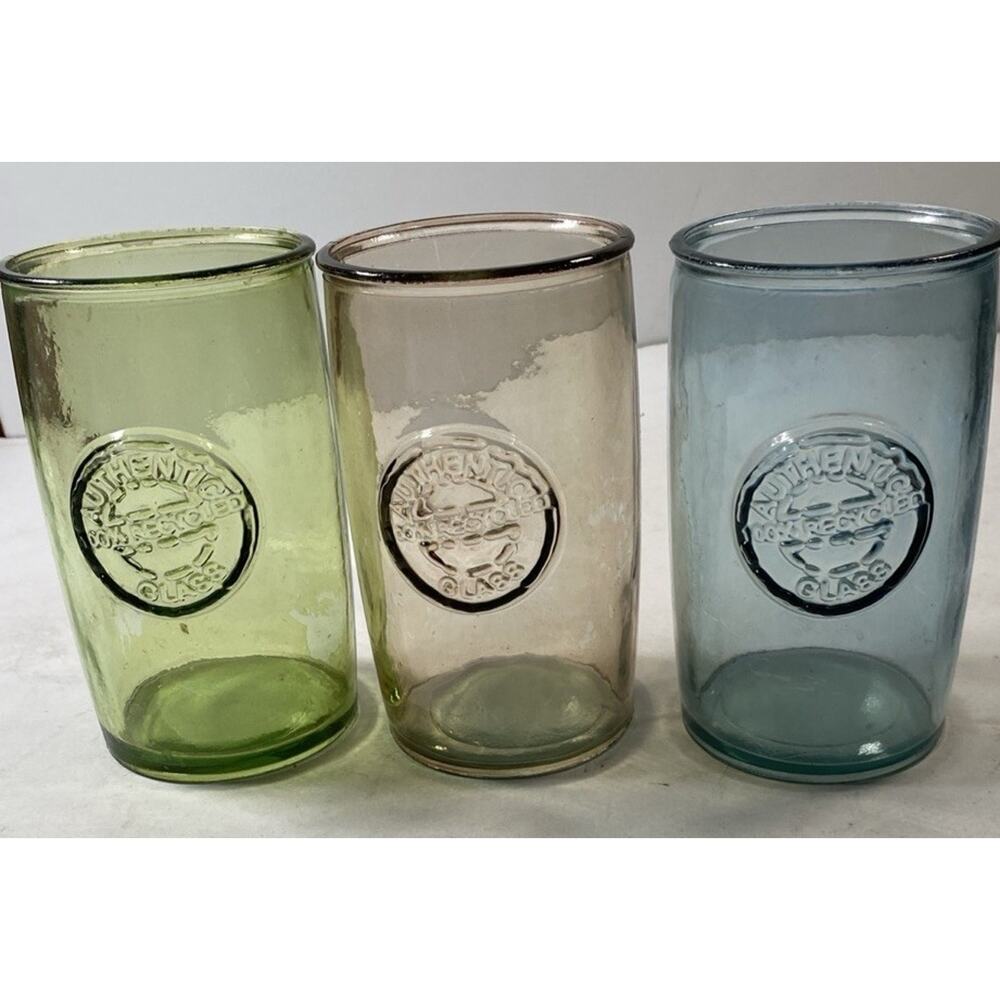 Set of 3 Vidrios San Miguel Authentic 100% Recycled Glass Drinking Glasses 16 oz